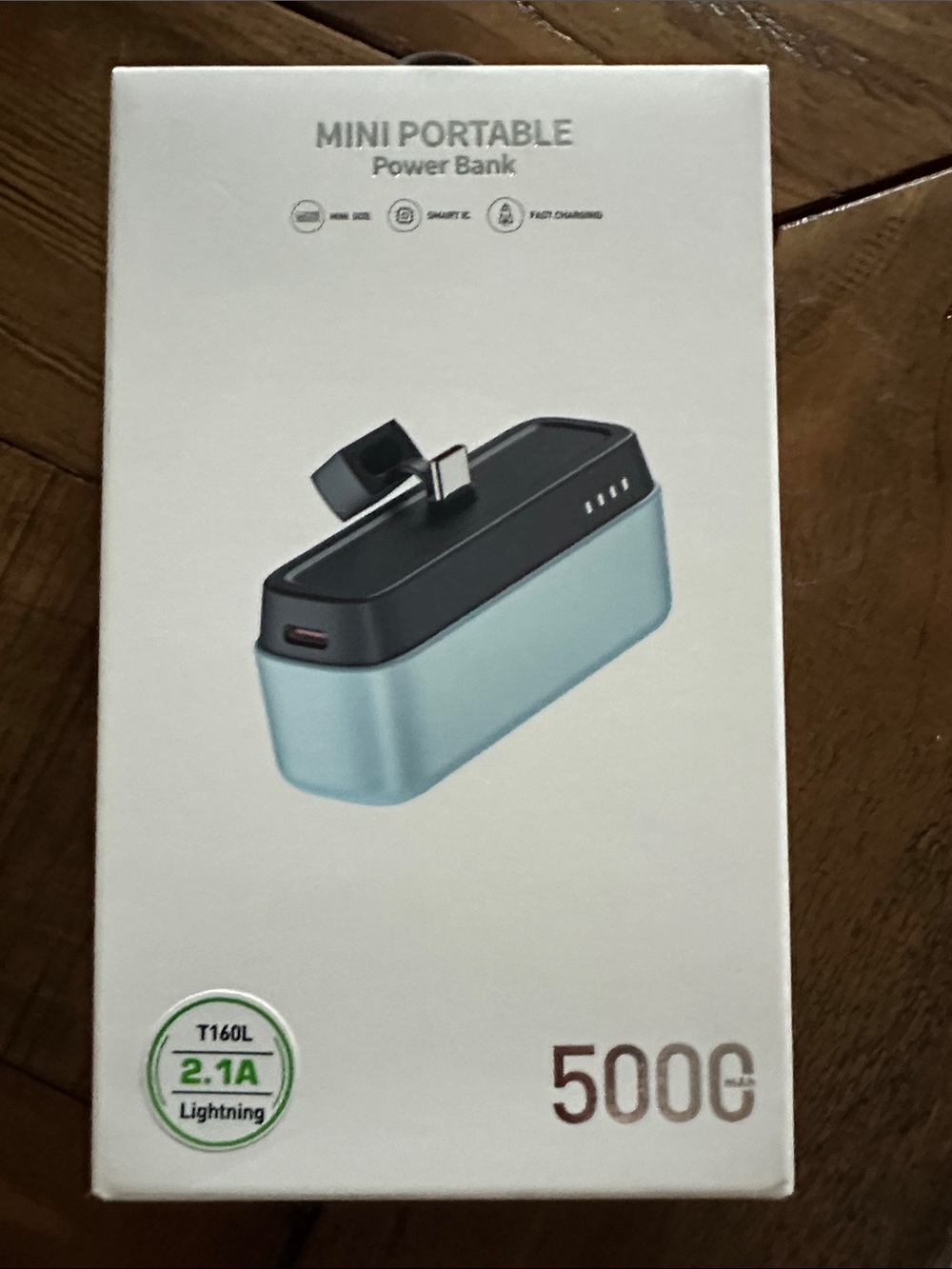 Mini Portable 5000mAh Lightning Power Bank - Blue